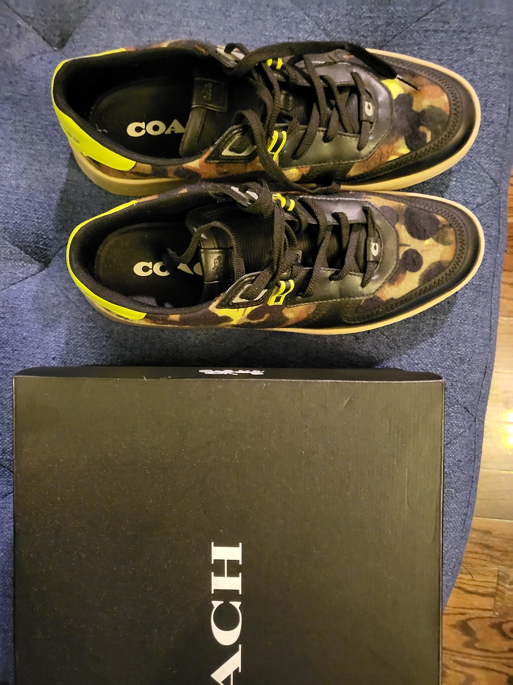 Coach Men’s Camouflage & Neon Green Low-Top Sneakers